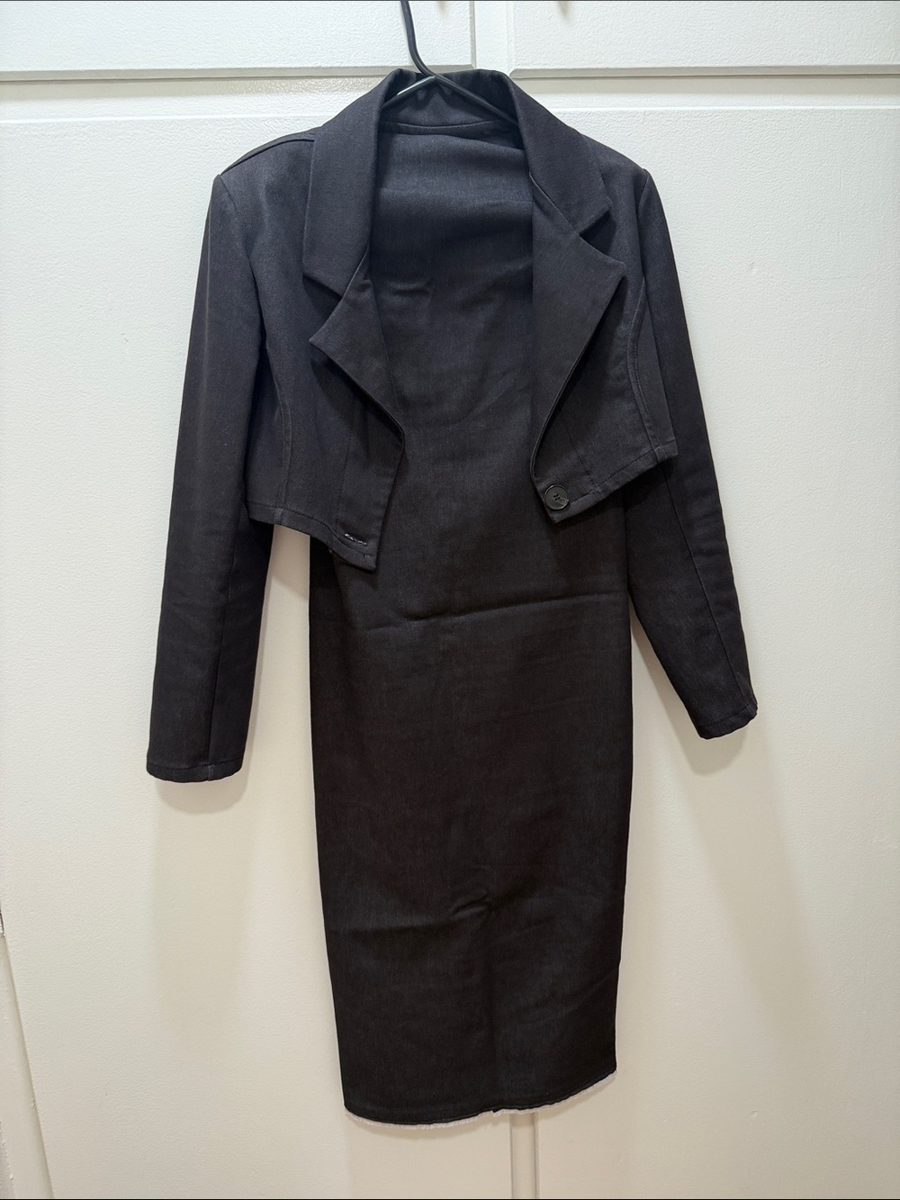 Classic Black Women's Dress with Cropped Jacket